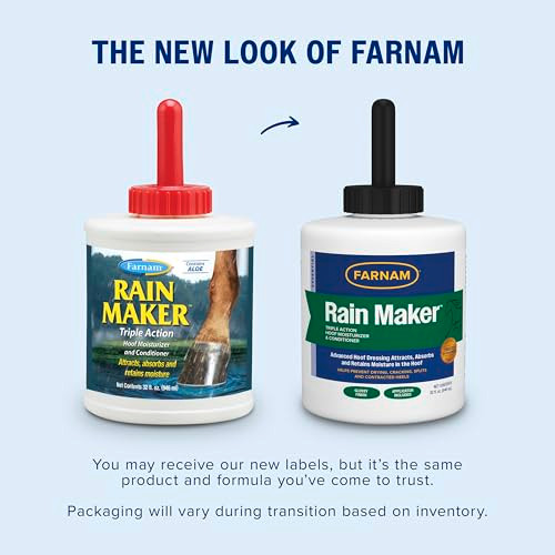 Farnam Rain Maker Triple Action Hoof Moisturizer and Conditioner Protection Against Dry Weather Cracks Splits Contracted Heels 32 Fl Oz