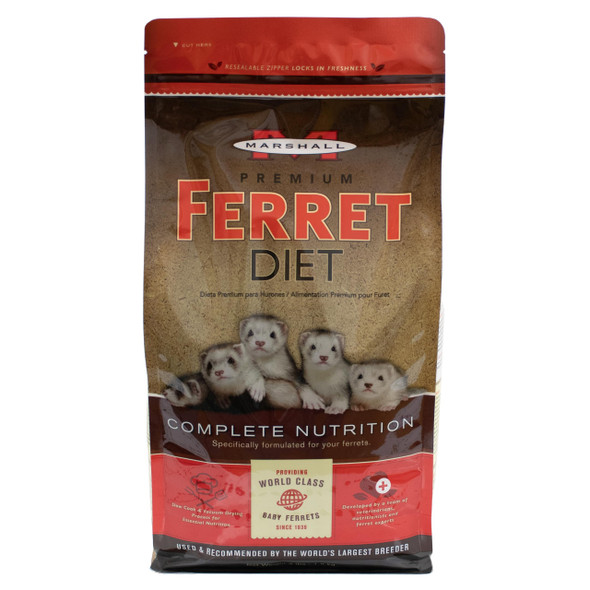 Marshall Pet Products Premium Ferret Diet 4 Lbs Pellet Bag Complete Nutrition Formula Single Food Bag