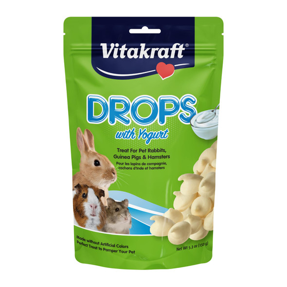 Vitakraft Drops Yogurt Drops Treat For Rabbits Guinea Pigs And Hamsters Made With Real Dried Yogurt And Whey Protein Vanilla Flavor With No Artificial Colors Flavors Or Preservatives 53 Oz Bag