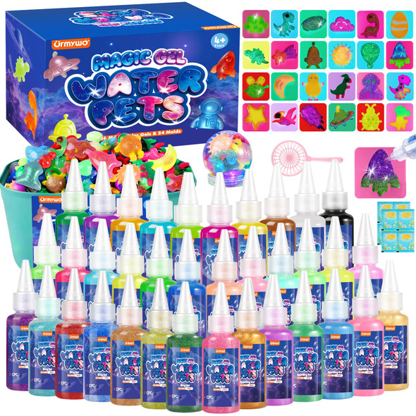 Urmywo Magic Water Elf Toy Kit For Kids Aqua Fairy Magic Gel Water Pets 12 Gels and 10 Molds Diy Squishy Maker Set Create Your Own Squishies Sensory Toys Crafts Water Toys Summer Gifts For Boys Girls