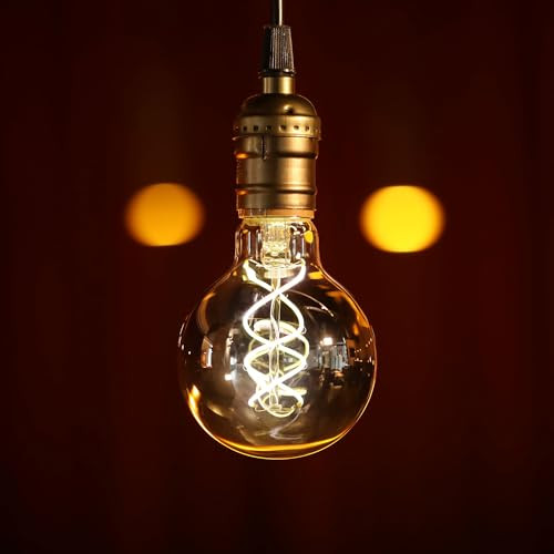 Torchstar G25 Led Globe Light Bulbs Gray 45W 150Lm Dimmable Spiral Filament Led Bulb E26 Base Vintage Edison Light Bulb Etl Listed 4000K Cool White Pack Of 3