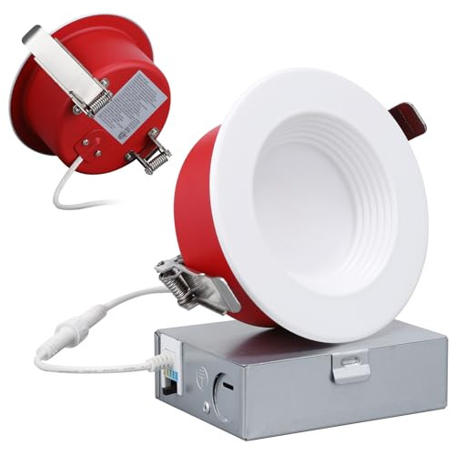Torchstar 4 Inch Ul263 Listed Led Recessed Celing Light 5Cct AntiGlare Baffle Recessed Downlight 2 Hour Fire Rated Ic Rated 2700K5000K Selectable Cri90 Dimmable Wafer Lights Etl and Es