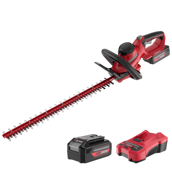 POWERWORKS 40V 24 Inch Cordless Hedge Trimmer Electric Grass Trimmer, Dual Action Blade & 3/4" Cutting Capacity, XB 2Ah Battery and Charger Included ,for Bush Lawn and Garden POWERWORKS 40V 24 Inch Cordless Hedge Trimmer Electric Grass Trimmer, Dual Action Blade & 3/4" Cutting Capacity, XB 2Ah Battery and Charger Included ,for Bush Lawn and Garden