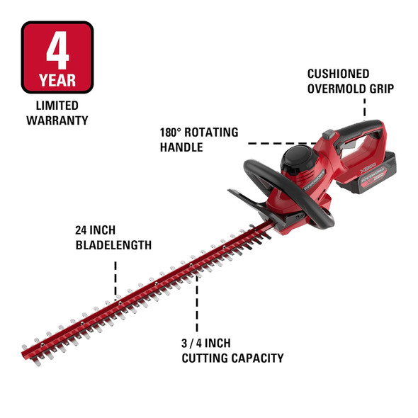 POWERWORKS 40V 24 Inch Cordless Hedge Trimmer Electric Grass Trimmer, Dual Action Blade & 3/4" Cutting Capacity, XB 2Ah Battery and Charger Included ,for Bush Lawn and Garden POWERWORKS 40V 24 Inch Cordless Hedge Trimmer Electric Grass Trimmer, Dual Action Blade & 3/4" Cutting Capacity, XB 2Ah Battery and Charger Included ,for Bush Lawn and Garden