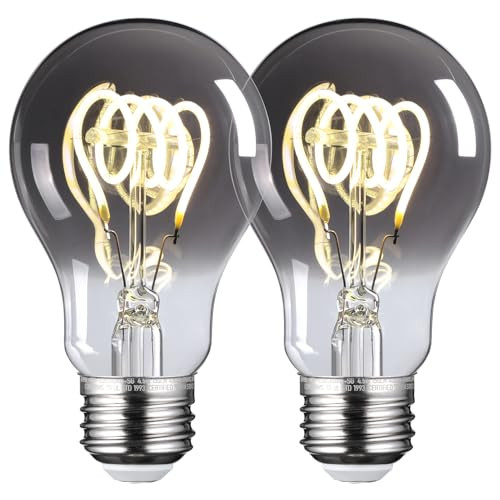 Torchstar A19 Decorative Light Bulb Gray E26 Base Led Bulb Dimmable 45W 150Lm Vintage Edison Led Bulbs Etl Listed Spiral Filament Light Bulbs 4000K Cool White Pack Of 2