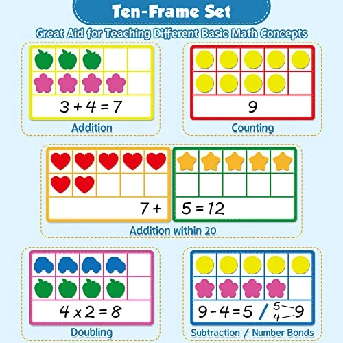 Torlam Magnetic Ten Frame Set Math Games For Kids Math Manipulatives Elementary Kindergarten Preschool Classroom Must Haves Math Counters Toddler Learning Toys Game For Homeschool Special Education