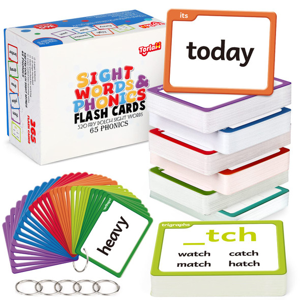 Torlam Sight Words and Phonics Flash Cards For Kids Learn To Read Digraphs Cvc Blends Long Vowel Sounds Spelling Reading Phonics Games Site Words For PreK Kindergarten 1St 2Nd 3Rd Grade Homeschool