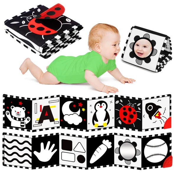 Bbwoo High Contrast Baby Toys For Newborn Tummy Time Black And White Baby Toy For 06 Months Soft Montessori Visual Stimulation Infant Book Boy Girl Shower