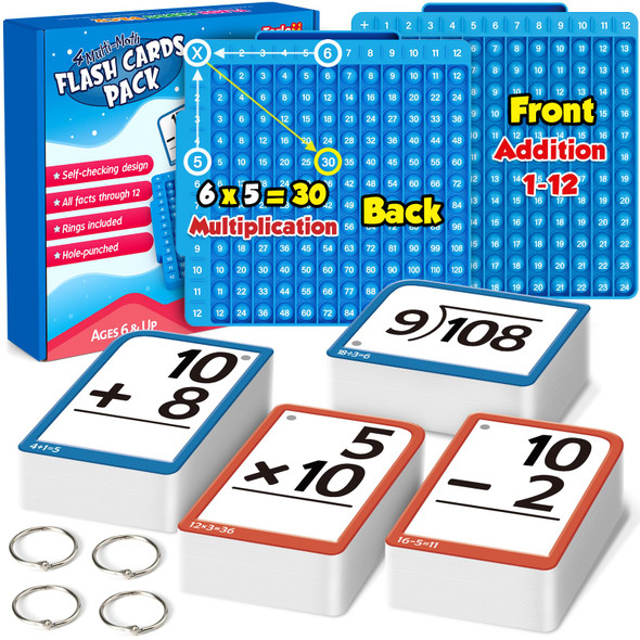 Torlam Math Flash Cards + Math Board Multiplication Flash Card Times Table Chart Math Manipulatives Division Addition Subtraction Games Toys For Kids 1St 2Nd 3Rd 4Th 5Th 6Th Grade