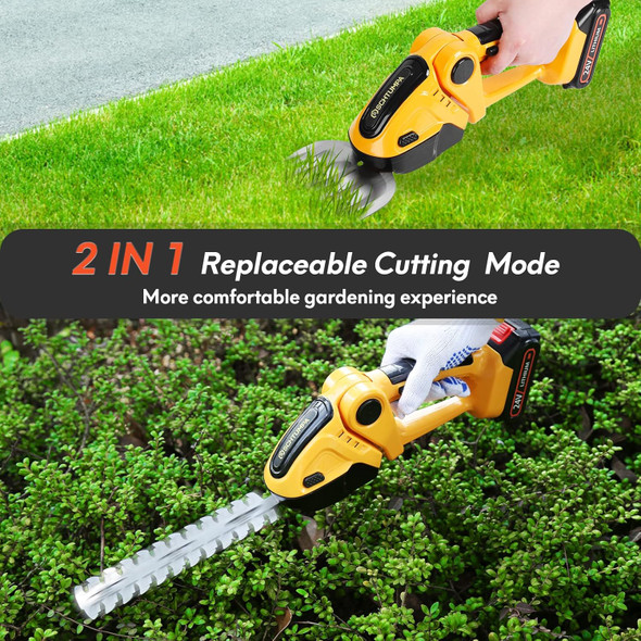 SCHTUMPA 2-in-1 Cordless Grass Shear, 24V Mini Hedge Trimmer Cordless, 1260-RPM Handheld Grass Trimmer Cordless, Electric Bush Trimmer Cordless, Lithium-Ion Battery and Charger Included SCHTUMPA 2-in-1 Cordless Grass Shear, 24V Mini Hedge Trimmer Cordless, 1260-RPM Handheld Grass Trimmer Cordless, Electric Bush Trimmer Cordless, Lithium-Ion Battery and Charger Included