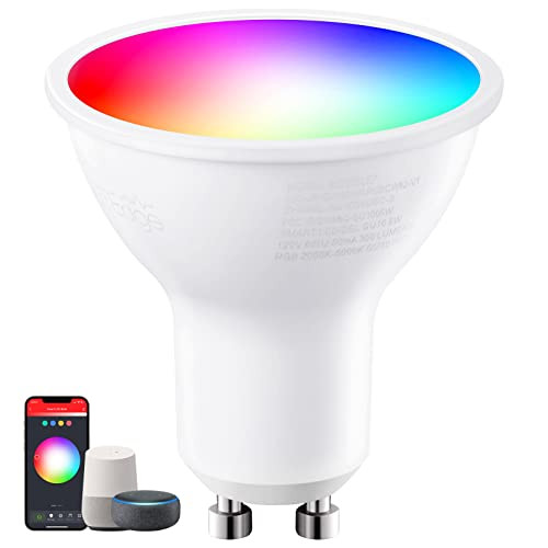 Torchstar Gu10 Wifi Smart Spotlight Bulbs 2000K5000K Rgb Led Color Changing Light Compatible With Alexa Google Home and Smart Life 5W 40W Equivalent Dimmable No Hub Required