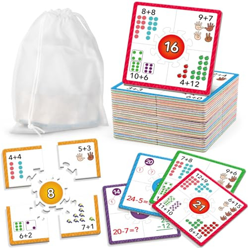 Torlam Addition And Subtraction Puzzle Cards Math Manipulatives Kindergarten Math Games For Kids Homeschool Supplies Classroom Must Haves Preschool Learning Games Flash Cards Puzzles Toys