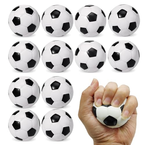 Urspasol 12Pack Soccer Stress Balls 25 Inch Small Soft Foam Squeeze Soccer Mini Sport Balls For Kids Party Decorations Favors and Anxiety Relief Hand Exercise Team Building Gifts School Rewards