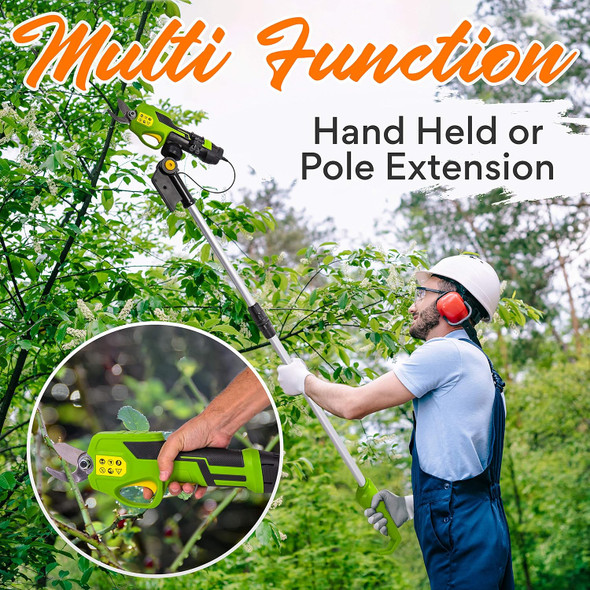 SereneLife Metal 7.2V Lithium-ion Rechargeable Battery Powered Electric Pruning Shears Garden Trimmer-Cordless Branch Cutter Pole Pruner w/Telescopic Handle PSPR190 SereneLife Metal 7.2V Lithium-ion Rechargeable Battery Powered Electric Pruning Shears Garden Trimmer-Cordless Branch Cutter Pole Pruner w/Telescopic Handle PSPR190