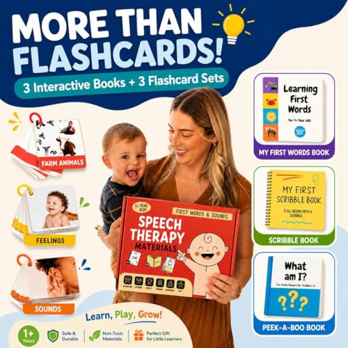 Pidoko Kids Speech Therapy Materials and Learning Toys For 12 Year Old Preschool Learning Activities With Phonic Baby Flash Cards For 12 To 18 Months Montessori Toys First Words and Board By Pidoko Kids