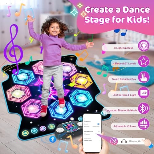 Terramus Upgraded Dance Mat Toys For 312 Year Old Girls Boys Electronic LightUp Dance Pad With Bluetooth 8Buttons 9 Levels Dancing Mat For Kids Music Game Xmas Birthday Gifts Toddler