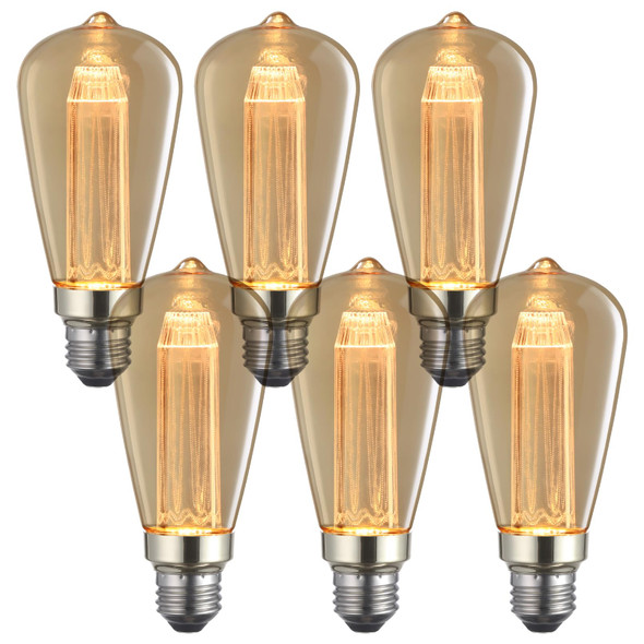 Torchstar Led Vintage Edison Bulbs 3W St64 Led Light Bulb Dimmable Amber 40W Equivalent E26 Base Antique Decorative Light Bulbs For Pendant Light Floor Lamps 2000K Soft Warm