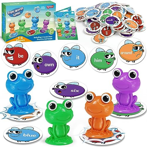 Torlam Sight Word Games Frog Site Words Educational Flash Cards Kindergarten Phonics Learning Games Toys For Kids Homeschool Supplies PreK Kindergarten 1St 2Nd 3Rd Grade Classroom Must Have