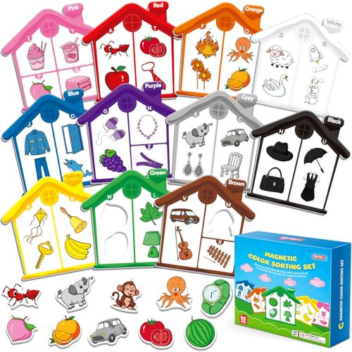 Torlam Magnetic Color Sorting Toys Alphabet Games Learning Abc Letter Recognition Color Shape Matching Fridge Magnets For Kids Preschool Learning Activity Toddler Magnets For Refrigerator Whiteboard