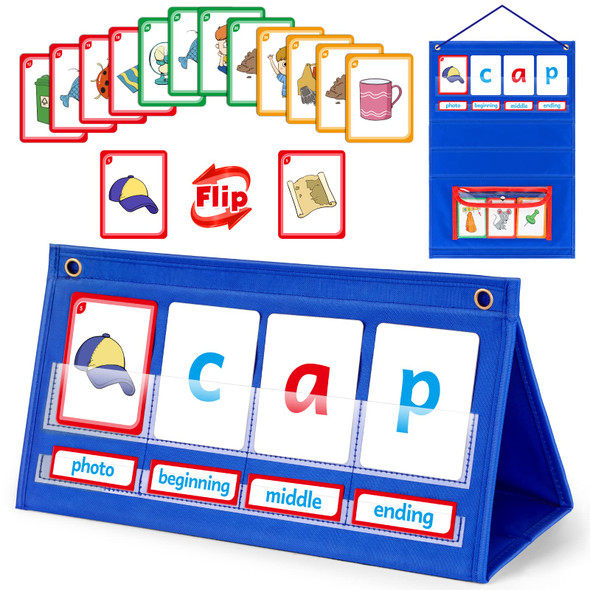 Torlam Blends and Digraphs Pocket Chart Onset Rime Phonics Games Sight Word Flash Cards Educational Spelling Reading Learning Blending Board Elementary Kindergarten Classroom Teachers Must Haves