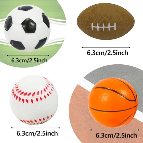 Urspasol Mini Sports Balls 25 Inch For Kids Small Foam Balls For Toddlers With Soccer Ball Basketballs Footballs Baseballs Foam Stress Balls Party Favor Outdoor Play Toy 12 Mix Balls