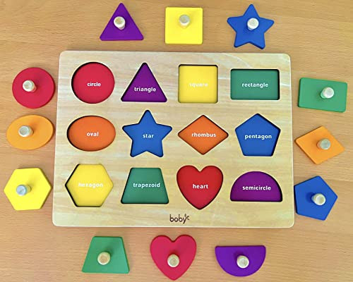 D Dailyfunn Dailyfunn Montessori Toy Shape Peg Puzzles Baby Puzzle 121824 Months With Knob For InfantToddlers 13