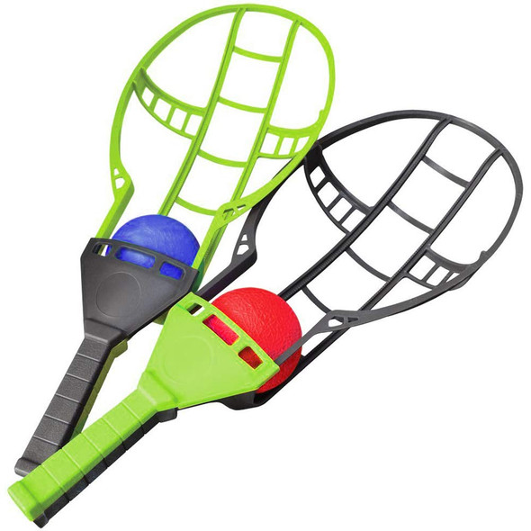 Liberty Imports Trackball Sport Chuck And Catch Ball Player Lacrosse Racket Toy Classic Backyard Game Set Outdoor Play For Kids and Adults 4 Pack