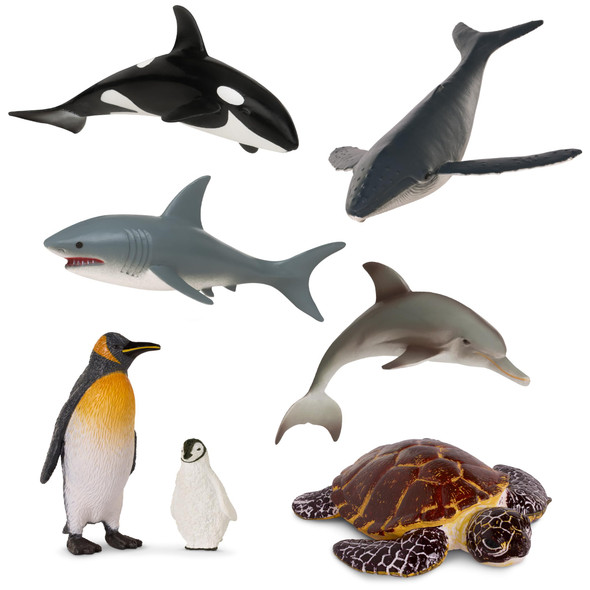 Terra By Battat Toy Sea Life Animals Realistic Whale Dolphin Penguin and More Detailed Ocean Creatures For Sensory Bins Sea Life Animal Set With 15 Pieces For Imaginative Play 3+ Years