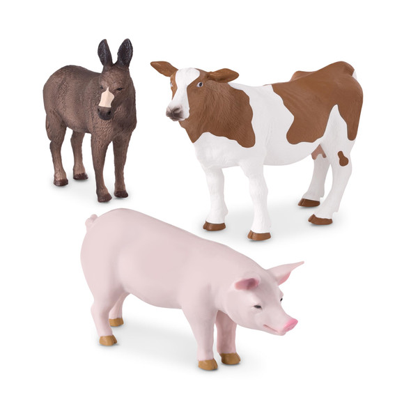 Terra By Battat Farm Animal Toy Set With Realistic Holstein Cow Bulls and Donkey Figurines Educational Toddler Toys For Imaginative Play And Learning Detailed Farm Animals 6 Pieces For Kids