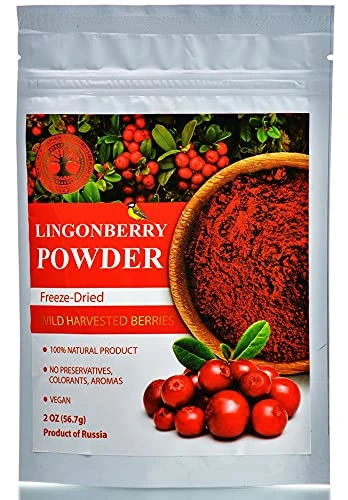 Siberian Treasure Wild Harvested Lingonberry Freeze-Dried Powder – 2 Oz – Natural Lingonberry Powder, No added sugar, No GMOs