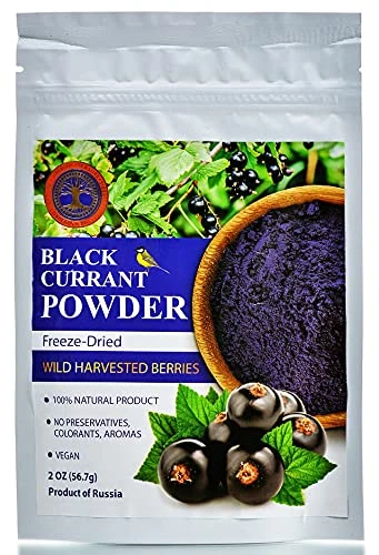 Siberian Treasure Wild Harvested Black Currant Freeze-Dried Powder – 2 Oz – Natural Black Currant Powder, No added sugar, No GMOs