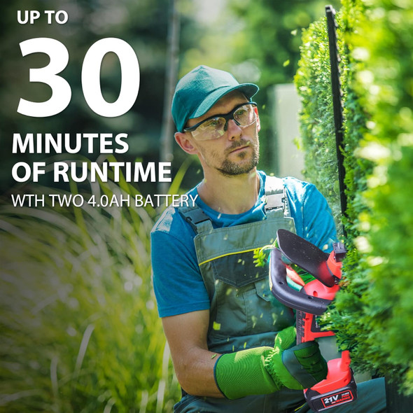 Brushless Hedge Trimmer Cordless, T TOVIA 20'' Bush Trimmer with Dual-Action Laser Blade & 3/5” Cutting Capacity, 21V Battery Powered Handheld Hedge Cutter for Bush Lawn and Garden, Tools only