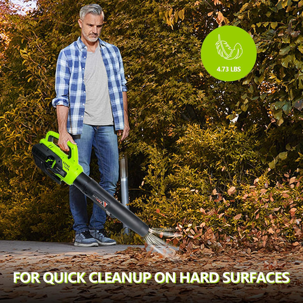 Cordless Leaf Blower, 420CFM Battery Powered Leaf Blower with 4.0Ah Battery & Fast Charger, Advanced Turbo&High-Speed Mode, Lightweight Electric Leaf Blowers for Lawn, Yard, Garage, Patio & Sidewalk