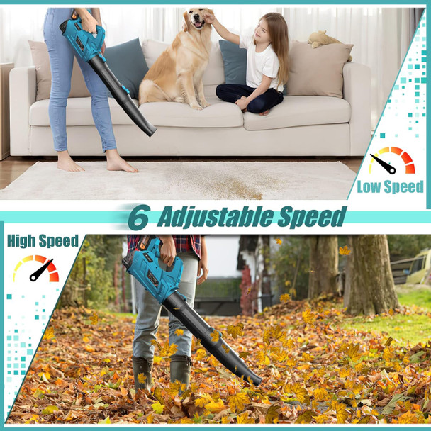 2 × 5.0Ah Battery Leaf Blower - BHY 320 CFM & 180MPH Cordless Electric Leaf Blower with Fast Charger, 6 Variable Speeds, Battery Leaf Blower for Blowing Leaves, Snow Debris and Dust