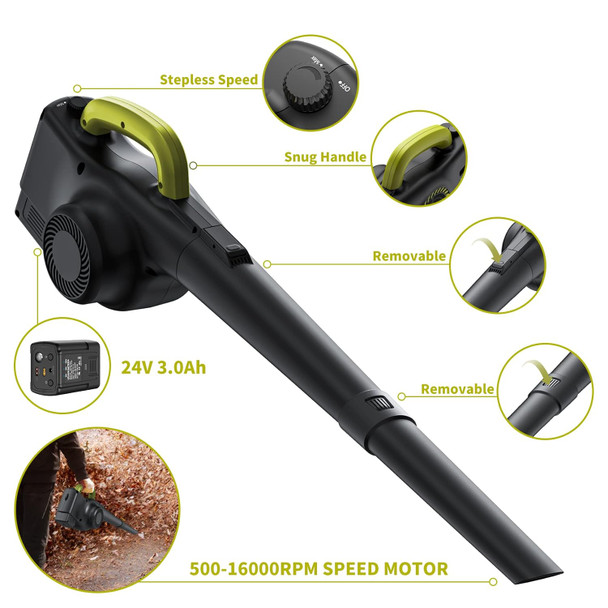 Leaf Blower Cordless with Battery & Charger, DOROBEEN 160MPH Cordless Leaf Blower, 24V 3.0Ah Battery Powered Blower with LED Light, Stepless Speed Electric Lawn Mower Cordless, Blowers for Lawn Care Leaf Blower Cordless with Battery & Charger, DOROBEEN 160MPH Cordless Leaf Blower, 24V 3.0Ah Battery Powered Blower with LED Light, Stepless Speed Electric Lawn Mower Cordless, Blowers for Lawn Care