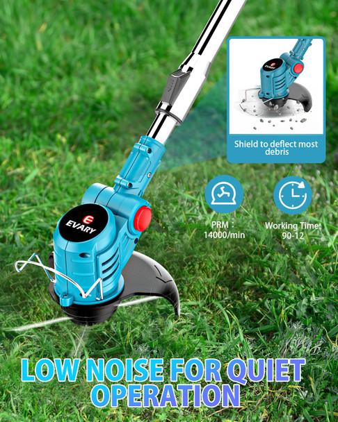 Weed Wacker Cordless 21V, 47" Adjustable String Trimmer with Blade, Brush Cutter Lawn Edger Battery Powered 6000mAh, Lightweight Cordless Weed Eater Grass Trimmer for Lawn Trimming Lawn Care