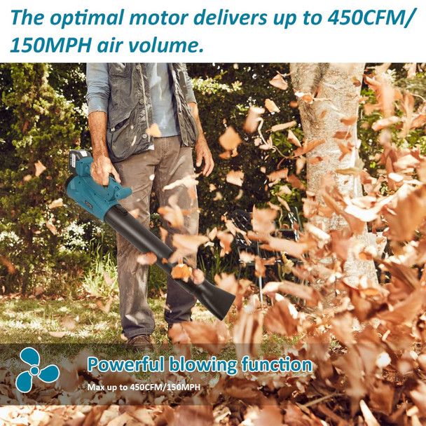 Cordless Leaf Blower with 2 X 5.0 Battery & Charger,460CFM 6 Adjustable Speeds and 2 Adjustable Tubes,Battery Powered Leaf Blower Lightweight for Snow Blowing & Yard Cleaning