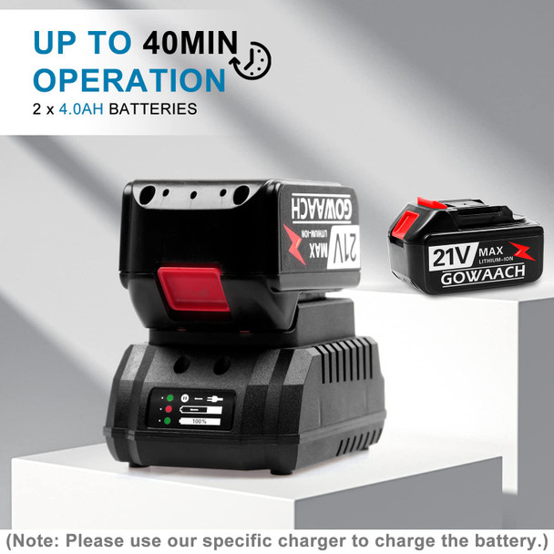 Cordless Leaf Blower, GOWAACHO 21V 2-in-1 Electric Handheld Sweeper/Vacuum with 2*4.0Ah Rechargeable Battery & Charger for Blowing Leaf, Cleaning Dust, Car, Computer Host, Small Trash