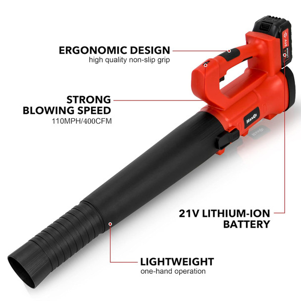 Cordless Leaf Blower 6-Speed 400CFM with Battery Electric Handheld Leaf Blower for Lawn Care Sweeping Snow and Surface Dust Cleaning (Two Batteries) Cordless Leaf Blower 6-Speed 400CFM with Battery Electric Handheld Leaf Blower for Lawn Care Sweeping Snow and Surface Dust Cleaning (Two Batteries)