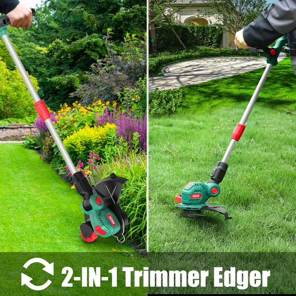 20V Grass Trimmer / Battery Weed Eater, HYPERECHO Auto-Feed Lines Cordless Grass Trimmer with 10 inch Cutting Diameter, Handle and Height Adjustable Weed Eater, 2.0Ah Battery and Fast Charger 20V Grass Trimmer / Battery Weed Eater, HYPERECHO Auto-Feed Lines Cordless Grass Trimmer with 10 inch Cutting Diameter, Handle and Height Adjustable Weed Eater, 2.0Ah Battery and Fast Charger