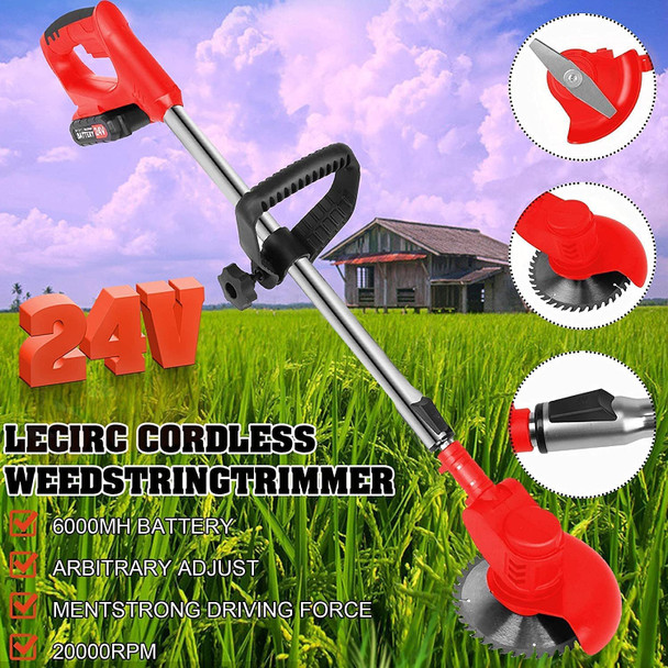 Electric Cordless Weed Wacker,24V 2Ah Battery Powered Weed Eater with 2 Batteries and 3 Types Blades,Lightweight and Powerful String Trimmer for Yard and Garden Electric Cordless Weed Wacker,24V 2Ah Battery Powered Weed Eater with 2 Batteries and 3 Types Blades,Lightweight and Powerful String Trimmer for Yard and Garden
