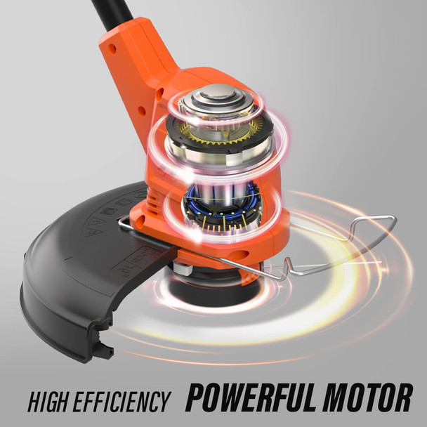 MAXLANDER 12 Inch 20V Cordless String Trimmer, 2 PCS 2.0Ah Battery Weed Wacker/Edger, 1 Quick Charger,6 PCS Replacement Spool Trimmer Lines, Length Adjustable, Powerful Lightweight Grass Trimmer