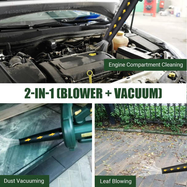 TECCPO Cordless Blower/Sweeper, 20V 2.0Ah Lithium Battery, Fast Charger, 145MPH, 18000RPM, Dust Bag, Electric Blower for Blowing Dust, Small Trash, Car, Computer Host, Hard-to-Clean Corner