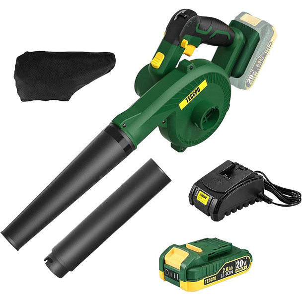 TECCPO Cordless Blower/Sweeper, 20V 2.0Ah Lithium Battery, Fast Charger, 145MPH, 18000RPM, Dust Bag, Electric Blower for Blowing Dust, Small Trash, Car, Computer Host, Hard-to-Clean Corner TECCPO Cordless Blower/Sweeper, 20V 2.0Ah Lithium Battery, Fast Charger, 145MPH, 18000RPM, Dust Bag, Electric Blower for Blowing Dust, Small Trash, Car, Computer Host, Hard-to-Clean Corner