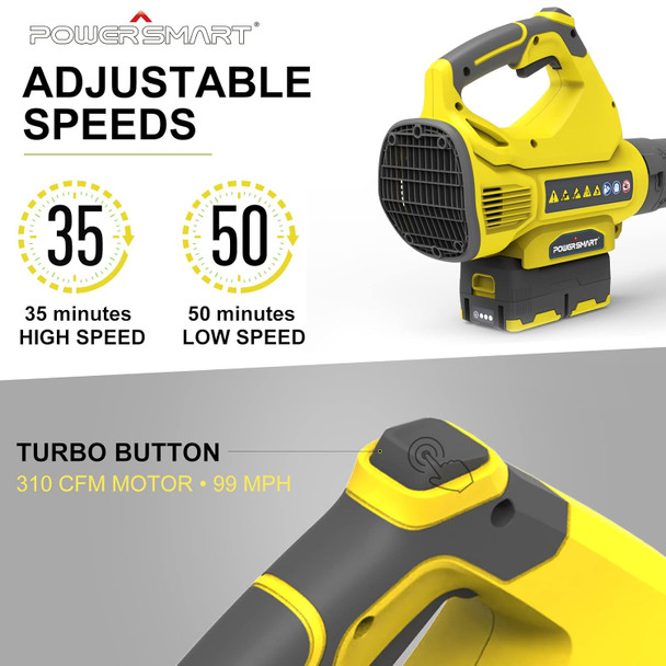 PowerSmart 40V Cordless Leaf Blower with 4.0Ah Battery and Charger, 310 CFM Variable-Speed Battery Powered Max Blower for Patio, Driveway, Yard PowerSmart 40V Cordless Leaf Blower with 4.0Ah Battery and Charger, 310 CFM Variable-Speed Battery Powered Max Blower for Patio, Driveway, Yard