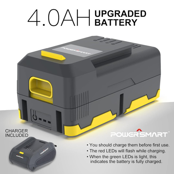 PowerSmart 40V Cordless Leaf Blower with 4.0Ah Battery and Charger, 310 CFM Variable-Speed Battery Powered Max Blower for Patio, Driveway, Yard PowerSmart 40V Cordless Leaf Blower with 4.0Ah Battery and Charger, 310 CFM Variable-Speed Battery Powered Max Blower for Patio, Driveway, Yard