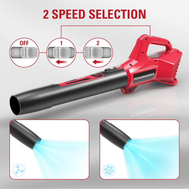 POWERWORKS XB 20V 10-Inch Cordless String Trimmer, 2Ah Battery and Charger Included STP301, 10 inch, Red/Black