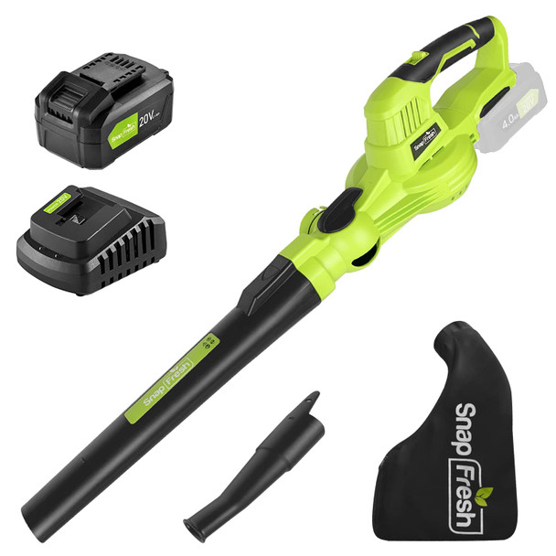 Cordless Blower & Vacuum - SnapFresh 2 in 1 Electric Blower with 4.0Ah Lithium Battery & 2h Fast Charger, 20V Handheld Vacuum Sweeper with Bag for Small Trash, Car, Dust, Pet Hair, Corner Cleaning Cordless Blower & Vacuum - SnapFresh 2 in 1 Electric Blower with 4.0Ah Lithium Battery & 2h Fast Charger, 20V Handheld Vacuum Sweeper with Bag for Small Trash, Car, Dust, Pet Hair, Corner Cleaning