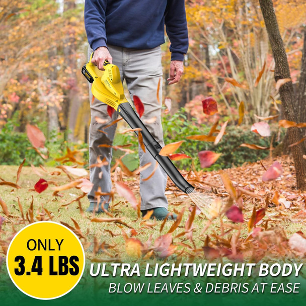 Cordless Leaf Blower Battery Powered: 20V Electric Leaf Blower with Charger and 4.0Ah Battery - Lightweight Small Blower Battery Operated for Driveway | Patio | Garage