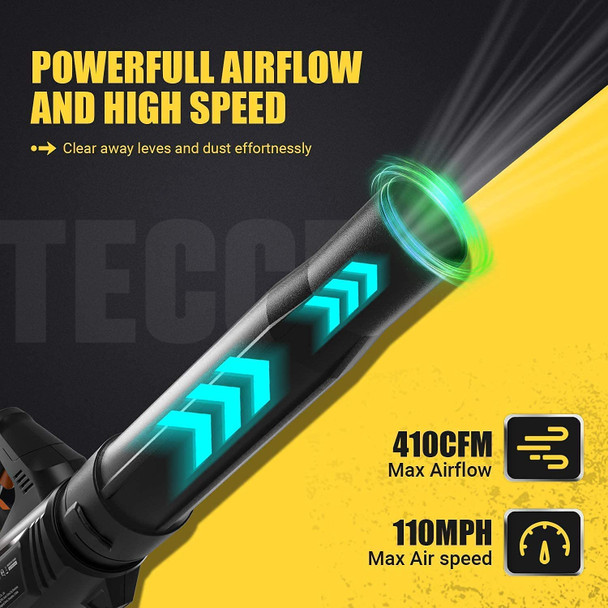 TECCPO 40V Cordless Leaf Blower Brushless, 420 CFM/110 MPH, 2.5Ah Samsung Battery and Charger Included, Fast Installation, 5-Speed Axial Blower, for Lawn Care and Snow Blowing -TDLB4025A TECCPO 40V Cordless Leaf Blower Brushless, 420 CFM/110 MPH, 2.5Ah Samsung Battery and Charger Included, Fast Installation, 5-Speed Axial Blower, for Lawn Care and Snow Blowing -TDLB4025A